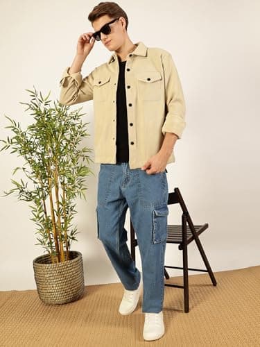 Thomas Scott Regular Fit Open Front Snap Button Closure Knitted Jacket for Men (TSMLJKT02 Cream, L) 4