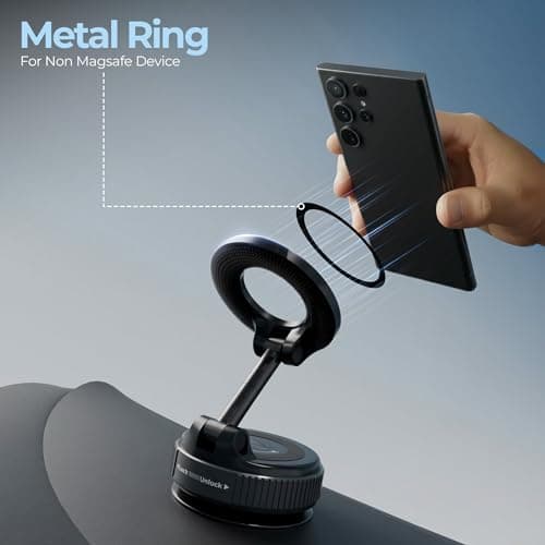 Zebronics Magnetic Mobile Holder, Foldable Design, 360° Rotation, Strong Suction Mount, MagSafe Compatible, Multi-Angle Adjustment, Twist to Lock/Unlock, Compact Design (MS300) 5