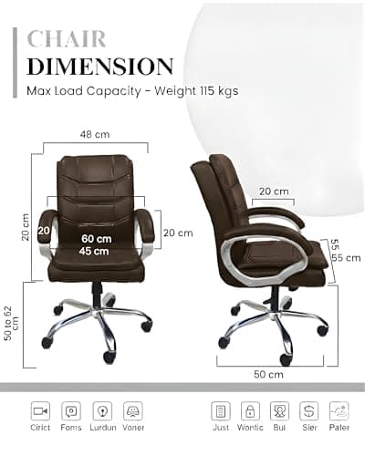 ACTIVA Executive Revolving Office Chair | Ergonomic Computer Desk Chair with Cushioned Seat| Heavy Duty Steel Base, Adjustable Height & 360° Swivel Wheel| Study/Home/Offcie Visitor Chair (Star,Coffee) 3