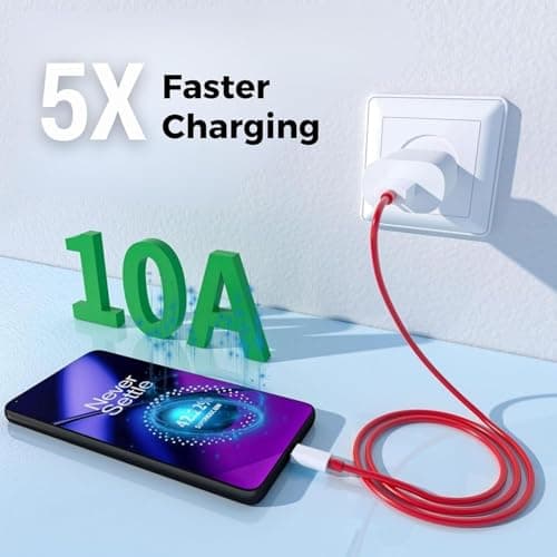 80W Charger for OPP-O F31 Pro+ Charger Original Adapter Like Quick Dash Warp Dart Flash Super Vooc Fast Charger with 1 Meter Type C USB Data Cable (4A/7.3A, TDR54, Red) 5