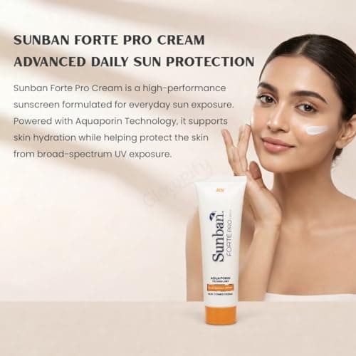 Sunban Forte Pro Cream SPF 50+ | Broad Spectrum UVA/UVB Protection | Sunscreen Cream with Aquaporin Technology | Non-Comedogenic Daily Sun Protection for Face & Skin 3