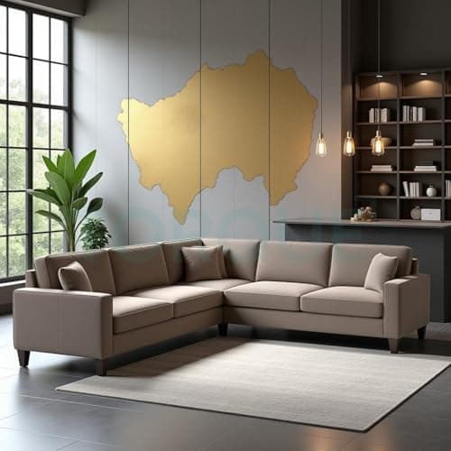 Torque - Moscow 5 Seater (Light Brown) Corner Fabric L Shape Sofa for Living Room, Bedroom, Office Furniture | 1 Year Warranty 3