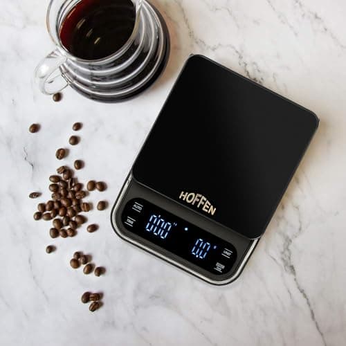 Hoffen Digital Kitchen Weighing Scale, Weight machine with Timer for use of accurate taste of coffee every time for coffee Lovers, 2 Year Warranty & Battery Included