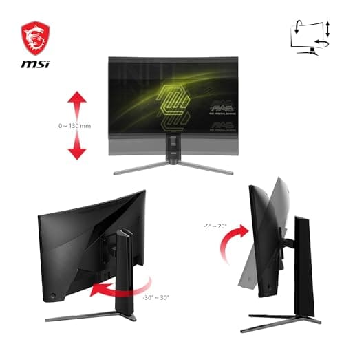 MSI MAG 27CQ6PF 27 Inch WQHD Curved Gaming Monitor - 1500R 2560 x 1440 Rapid VA Panel, 180 Hz / 0.5ms (GtG, Min.), Adaptive-Sync - DP 1.4a, HDMI 2.0b CEC 5