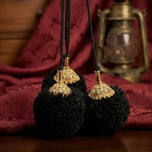 VAMA FASHIONS Traditional Savaram Kuchulu Wedding Jada Gantalu Bridal Black Hair Decoration Jadai Gondalu Bharatanatyam Kuchipudi Kunjalam Jada Kuppulu For Women 6