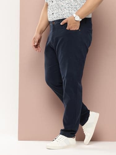 Thomas Scott Men Plus Size Pure Cotton Chinos Trousers(TSB097_Navy_46) 2