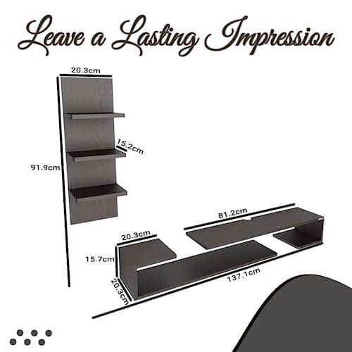 ESTANTERIA Black Stack Engineered Wood TV Entertainment Wall Unit (Standard, Wenge), 20.3 cm, 137.1 cm, 91.9 cm 3