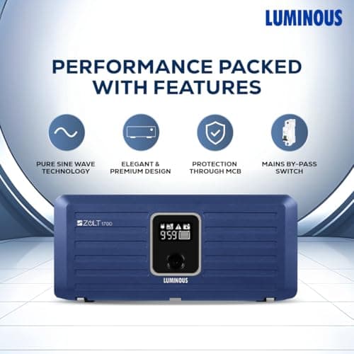 Luminous Inverter & Battery Combo with Trolley for Home, Shop & Office – Zolt 1100 (900VA/12V) Pure Sine Wave Inverter + RC25000 200Ah Tall Tubular Battery | 36M Warranty on Inverter & Battery 4