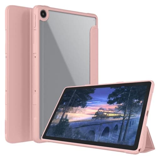 SwooK Slim Hybrid Shockproof Case for Realme Pad 10.4 Inch Tablet, Transparent Clear Back, Ultra Slim Lightweight Protective Cover with Stand (Rose Gold)