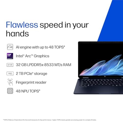 HP Omnibook Ultra Flip (Previously Spectre), Intel Core Ultra 9 288V (32GB LPDDR5x, 2TB SSD), 3K, OLED, 120 Hz, 14''/35.6cm, Win11, M365* Office24, Blue, 1.34kg, fh0369tu, 9MP Camera, Backlit Laptop 5