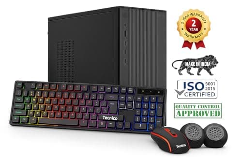 TECNICO Victory Desktop CPU Set, Core I3 2120 2.2GHz, 8 GB DDR3 RAM, 128 GB SSD, RGB Keyboard Mouse Set, WiFi 6, Bluetooth, Speakers, Headphone (Include Monitor 20" Led) 3