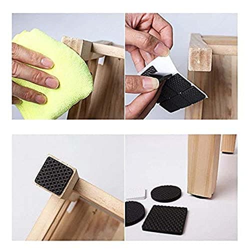 VOLO Rubber Felt Square Non Slip Floor Protector Furniture Sofa Chair Balance Pad Noise Insulation Pad Floor Bumper - Black 2