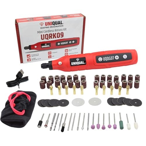 UniQual 72pcs Mini Cordless Drill Machine Rotary Tool Kit |UPGRADED| 2000mAh 5 Speed with LED | USB Rechargeable for Resin Art | DIY | Engraving | Polishing | Deburring