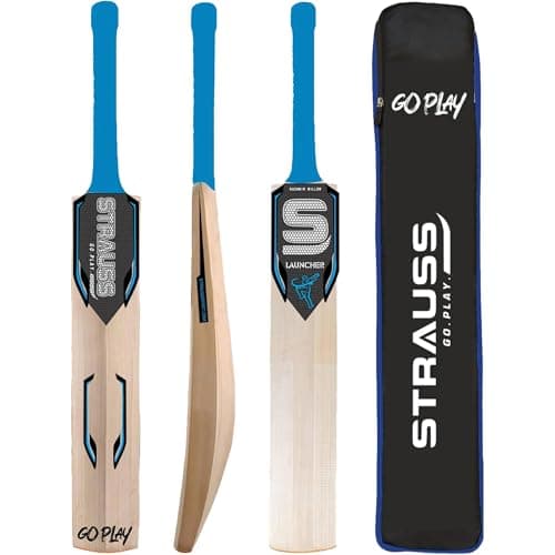 Strauss Launcher Cricket Bat | Kashmir Willow | Cricket Bat with Grip for Gully Cricket & Tournament Match | Standard Tennis Ball Bat for Cricket | Size: Short Handle (1150-1250 Grams)