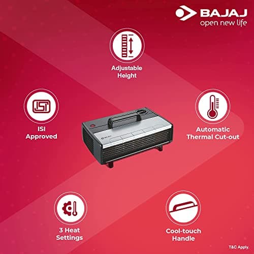 Bajaj Majesty RX 7 2000 Watts Heat Convector Room Heater | Instant Warmth | Personalized Comfort | Convenient & Elegant | Cool Touch Handle | ISI Approved 【Black】 4