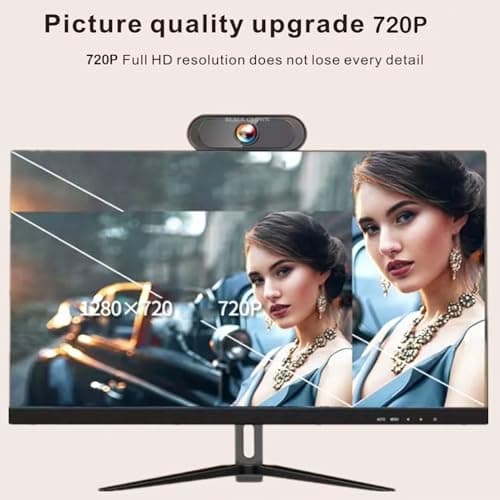 BLACK CROWN Webcam HD 720P, Noise Isolated Microphone with Computer HD stremaing Web cam for Desktop, Laptop with mic with Wide Angle Lens & Large Sensor for Superior Low Light, Optical. (042)(Black) 5