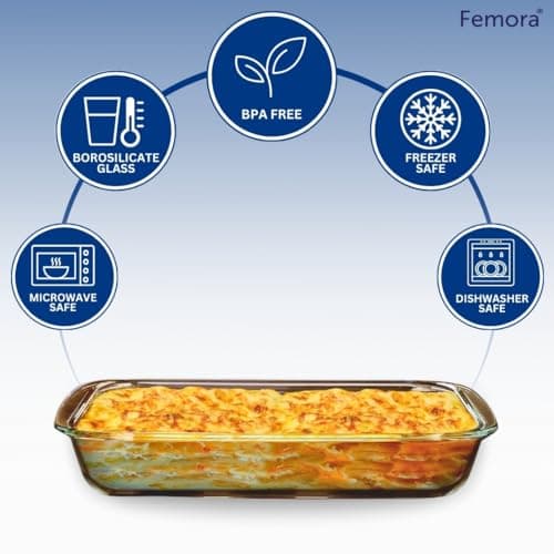 Femora Borosilicate Glass Baking Dish | 1 Year Warranty | Microwave Safe, Baking Tray for Microwave Oven, Oven Safe Cookware, Baking Dish for Oven, Transparent, Rectangle (Set of 1-1000 ml) 3