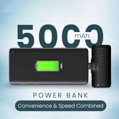 Portronics Power Pebble 5000mAh 20W Fast Charging Nano Powerbank, in-Built Foldable Type C Input/Output Pin, Type C PD Output, LED Battery Indicator, Compatible with Type C Smartphone,iPhone(Black) 2
