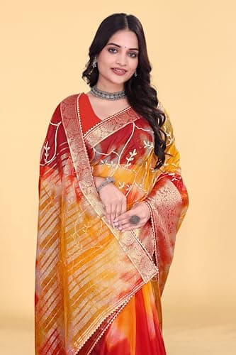 Women Saree Stylish Ethnic Style Traditional Festive Occasion Elegant Appearance Red 4