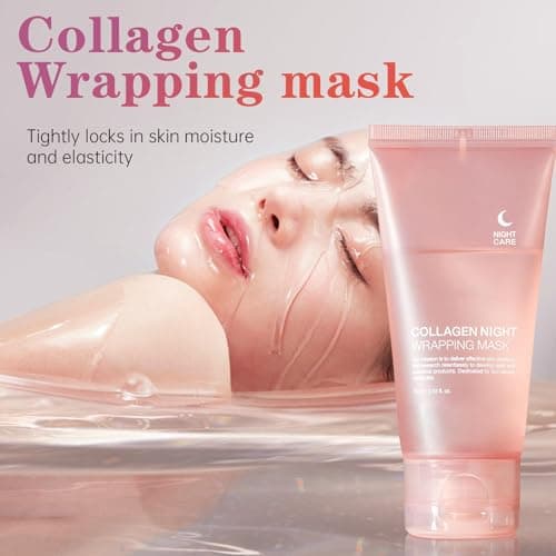 BYKOINE Collagen Night Mask Overnight Peel-Off (Korean Skincare) | Hydration & Elasticity Care for Glowing Skin| Overnight Collagen Face Mask | Peel-Off Wrapping Mask for Firming, Hydration & Radiant  3