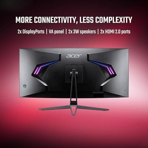 acer Nitro ED343CUR X0 34 Inch UWQHD (3440×1440) 21:9 Curved Gaming Monitor | 200Hz Refresh, 0.5ms Response | AMD FreeSync Premium | HDR10 | RGB Lighting | 2×HDMI 2.0, 2×DP 1.4, Audio Out, Speakers 4