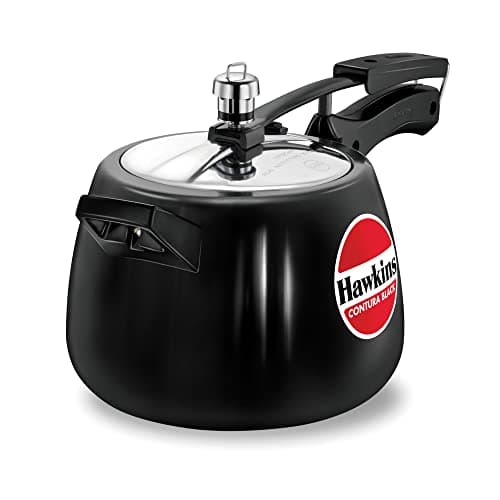 Hawkins 4 Litre Contura Black Pressure Cooker, Hard Anodised Inner Lid Cooker, Handi Cooker, Black (Cb40), 4 Liter