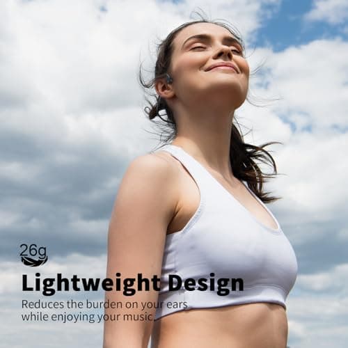 GEUYNAY Bone Conduction Headphones, Open Ear Headphones Bluetooth 5.4 Wireless Headsets with Mic,IPX5 Waterproof Sport Headphones for Running, Cycling, Workout(Black) 5