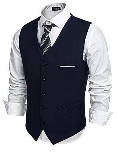 00RA WITH AS LOGO Men Slim Fit Cotton Blend Suiting V Shape Jacket (Navyblue, 44)