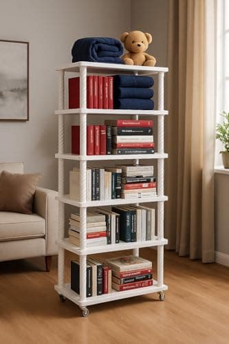 Jureto Book Self – Layer Portable Book Shelf, Kids Books Racks for Home Plastic, Bookshelf for Home, Book Shelves, Book Stand, Book Organizer, Book Rack for Study Room/Library/Bedroom (6 Shelf)