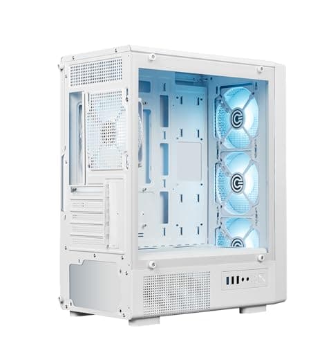 Circle Gladius M1 Mid- Tower Computer Case | Gaming Cabinet - White| Support M-ATX, ITX | Pre- Installed 3 x 120mm Front and 1 x 120mm Rear RGB Mirror Fans 4