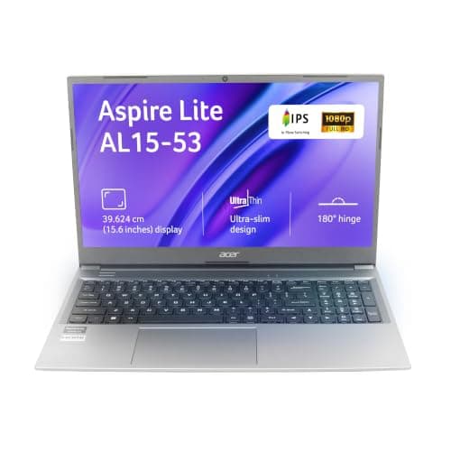 Acer Aspire Lite 13th Gen, Intel Core i3-1305U, Office 2024 + M365 Basic, 8GB DDR4 RAM/512GB SSD, 39.62cm 15.6" FHD IPS Display, Win 11 Home, Steel Gray, 1.59 Kg,AL15-53, Thin & Light Laptop