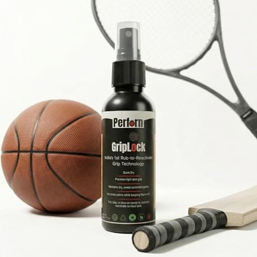 Grip Spray for Sports | Anti Slip Sweat Control | Reactivates on Rub | Long Lasting Grip for Gym, Cricket, Football, Badminton | Perforn GripLock | 50ML