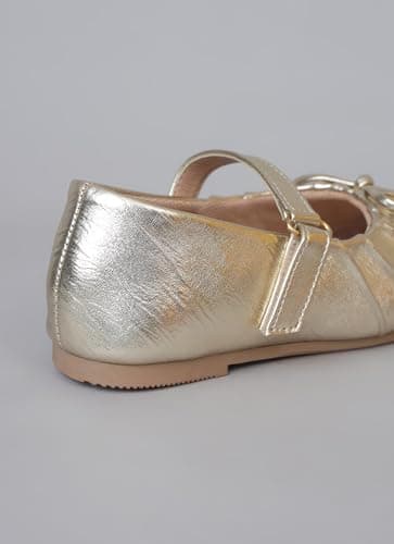 Kidsville Girls Single Strap Ballerina Belly Shoes | Lightweight Comfortable Slip-On Ballet Flats | Casual Footwear for Kids Girls Gold 4