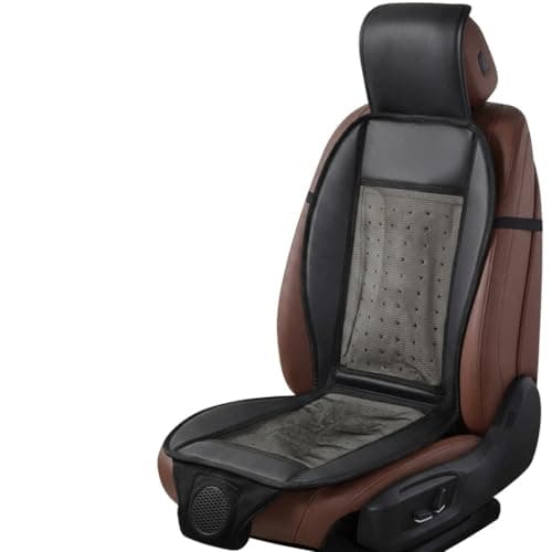 COMFIRIDE Leather Car Cooling Ventilated Seat Cover with Inbuilt Fans with Pri Fixed Full Speed Mode for Driver Seat (Supports 12V to 24V, Black)