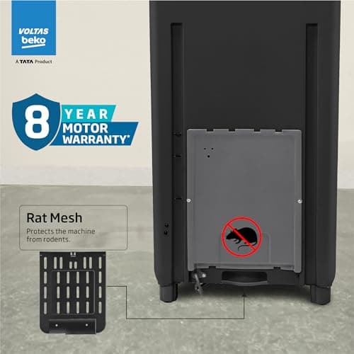 Voltas Beko, A Tata Product 6.5 Kg 5 Star Fully-Automatic Top Loading Washing Machine (WTL6504UEA/OBS2P10 Eco-Series,Dark Grey, Pulsator wash and Double waterfall technology) 6