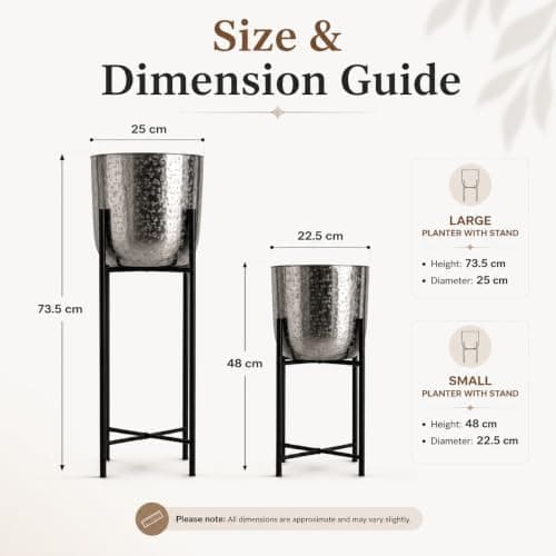 INDIAN DECORMART Metal Pot for Home Garden Indoor Living Room Balcony Metal Planter with Stand 3