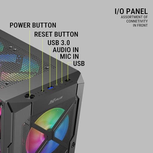 Ant Esports VM50 ARGB Mid-Tower Computer Case/Gaming Cabinet - Black | Support Micro ATX, M-ATX, ITX | Built-in USB 3.0 Port and Pre-Installed 4 ARGB Case Fans 4