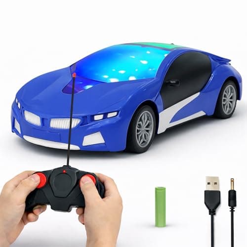 NHR Rechargeable Remote Control Car for Kids and Children, 3D Lights Famous RC High Speed Racing Car, Rechargeable Battery Toy for Boys & Girls Age 3+ (Blue)