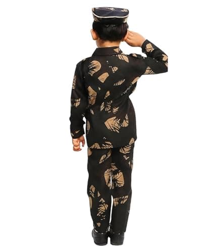 YUPPIN Polyester Kids Military Costume for Boys & Girls, Army Soldier Uniform, Large Size, Cosplay Dress Up (7-8 years) 2