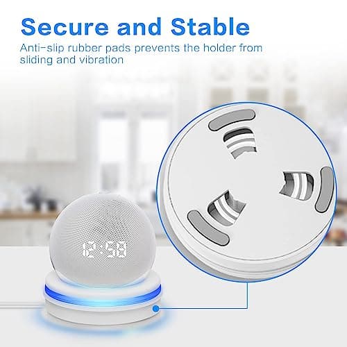 JERN Echo Dot Table Holder, Light Guide Mount Bracket, Built-in Cable Management Dot Accessories, Space-Saving Dot 4th Gen Desktop Stand, Table Stand Holder for Echo Dot 4th Gen (White) 3