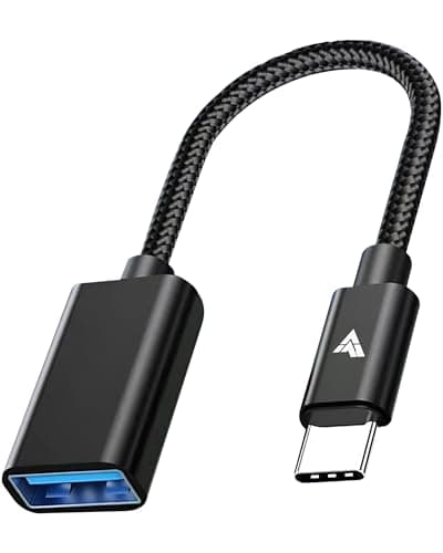 DR VAKU® Type C to USB A 3.0 OTG Cable Adapter Connector Fast Charging Data Transfer Cord Speed Upto 4.8 GBPS Nylon Braided for iPhone 17/15/16 Laptops, Smartphone & Other Type C Devices- Black