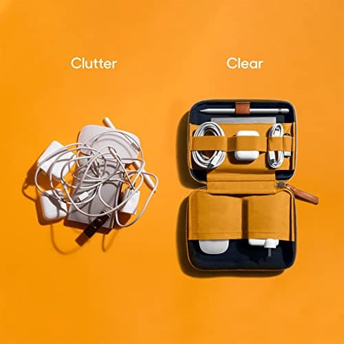 DailyObjects Canvas Large Travel Digital Accessories Storage Bag | Stylish Portable Gadget Organizer Case | Essential | Zippered Tech Kit Organizer Pouch - Yellow 5