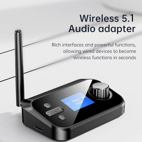 MICROWARE Bluetooth Transmitter for TV, Audio Adapter Receiver for Home Stereo with Volume Control ON/Off Switch LCD Display 3.5mm Aux/Optical/Coaxial/TFCard 2