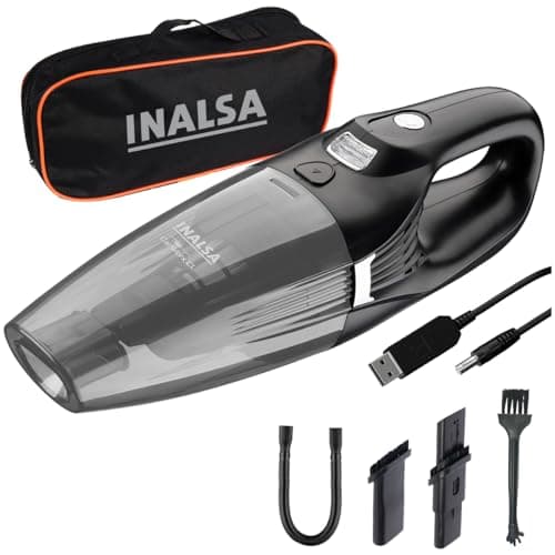 Inalsa Car Vacuum Cleaner Wireless,Car Cleaning Accessories,Strong 5.5KPA Suction Power,HEPA Filtration,USB Rechargeable,2-in-1 Wet & Dry Cordless Portable Vacuum Cleaner(Free Carry Bag) Carworx CL