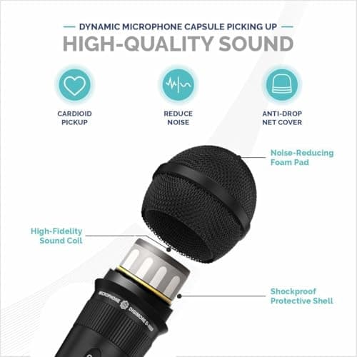 DIGIMORE Professional Cardioid Dynamic Microphone | Wired Mic with 20ft XLR Cable & Mic Holder | for Vocals, Singing, Karaoke, Live Performance, Studio, PA System, Stage, Recording (D-1020) 3