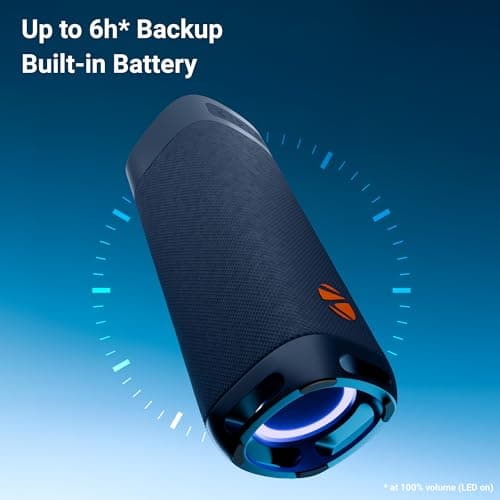 Zebronics Portable BT Speaker, 40W, Upto 6Hrs Playback, Dual 6.35cm Drivers, Passive Radiators, TWS, Type-C Charging, mSD, AUX, IPX5 Water Resistant, Voice Assistant Support (Sound Feast 250, Blue) 3