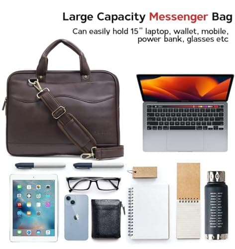 Pramadda Pure Luxury Vegan Leather Slim Laptop bags for man office use 15.6 inch | Work Messenger Bags for Men and Women | Corporate Gift For Employees, Clients. 4