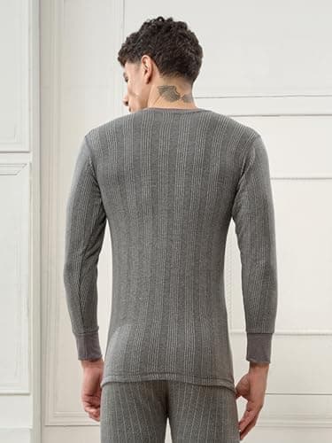 Lux Inferno Cotton Men's Regular Fit Thermal Top (Inferno_Ch_Fs_Vn_90_Charcoal Melange_Large) 2