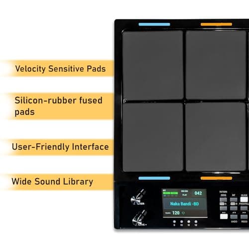M Studio MSP30 Pro Electronic Drum Pad with 8 Velocity-Sensitive Pads, LCD Display, Built-In Sounds & MIDI Controller – Portable Digital Drum Kit (Black) 5