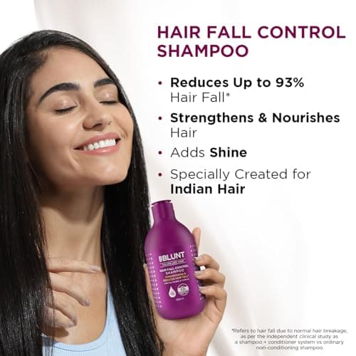 Bblunt Hair Fall Control Shampoo with Pea Protein & Caffeine for Stronger Hair | Reduces Up to 93% Hair Fall | Adds Shine | 300 ml 5